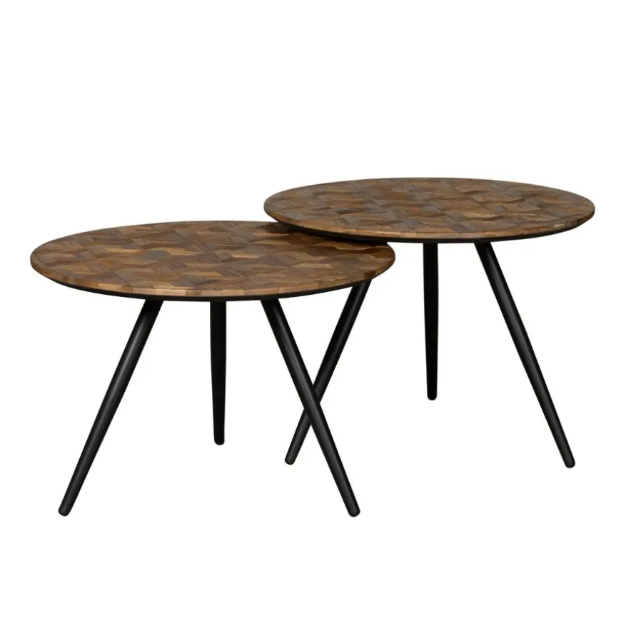 Bijzettafel Alvor Bruin - set 2 stuks