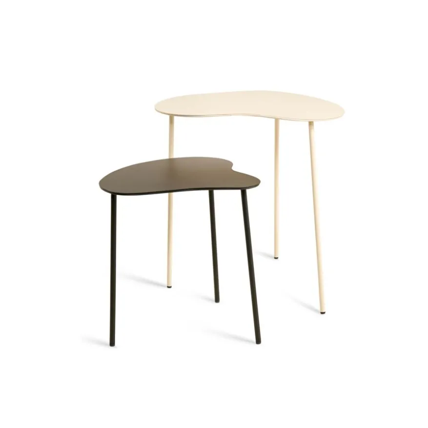 Bijzettafel Klippo Zwart / Beige - set 2 stuks