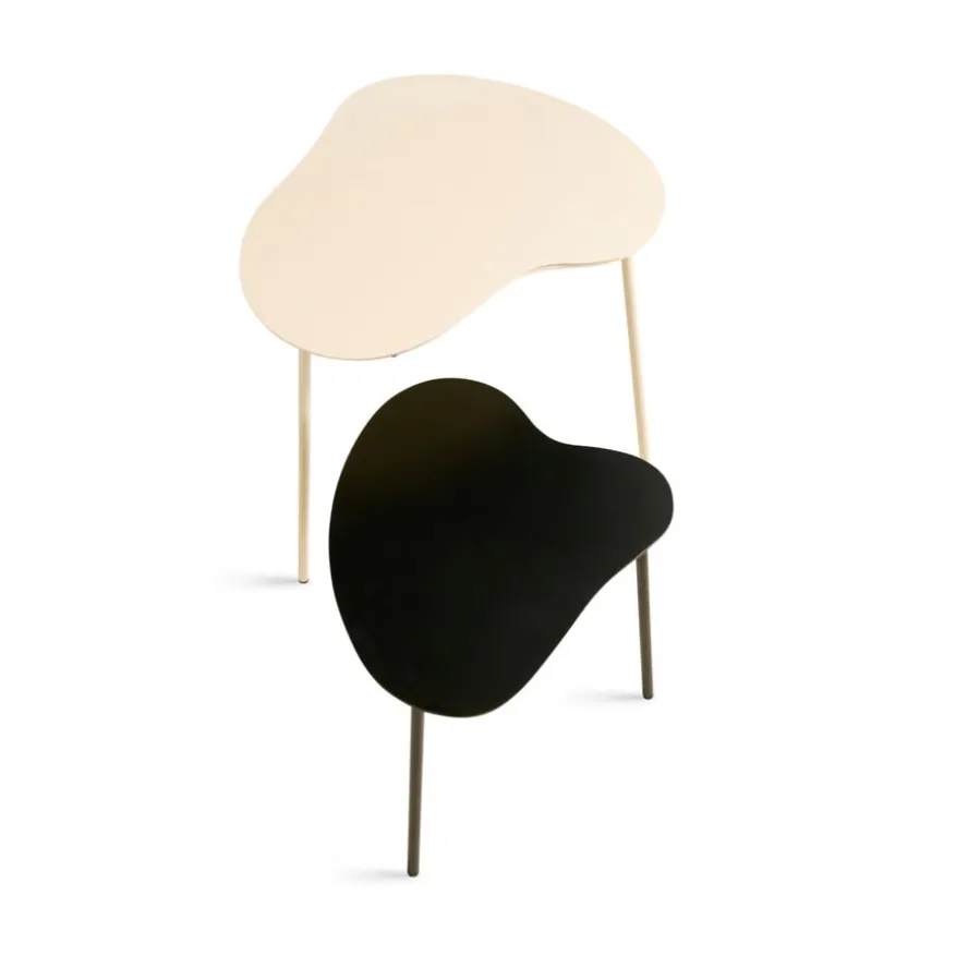 Bijzettafel Klippo Zwart / Beige - set 2 stuks