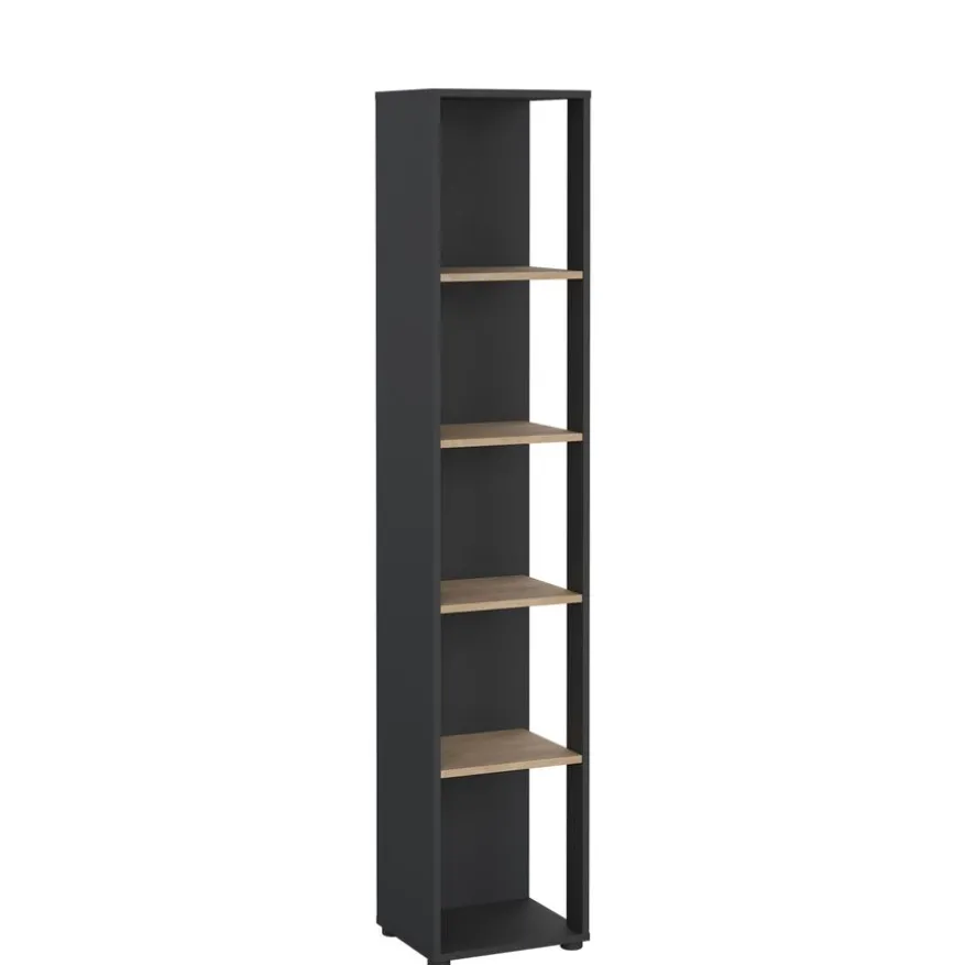 Boekenkast Bram Donkergrijs / Eiken - 41x205x35 cm