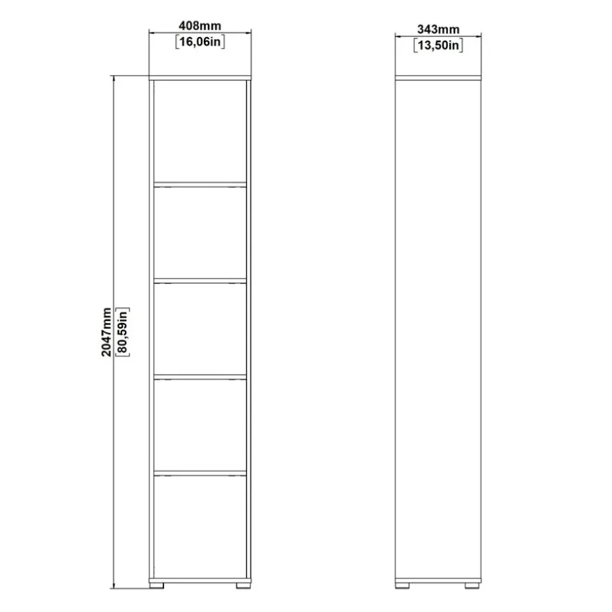Boekenkast Bram Donkergrijs / Eiken - 41x205x35 cm