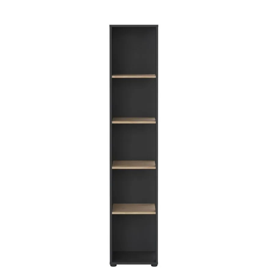 Boekenkast Bram Donkergrijs / Eiken - 41x205x35 cm
