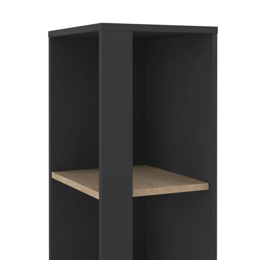 Boekenkast Bram Donkergrijs / Eiken - 41x205x35 cm