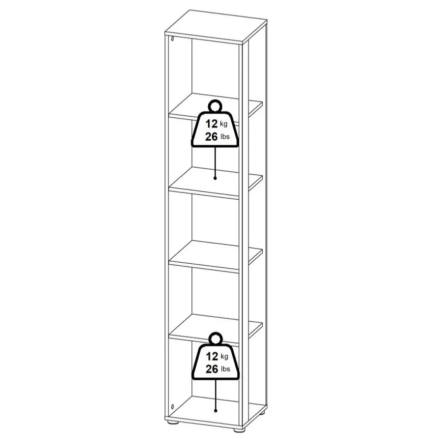 Boekenkast Bram Donkergrijs / Eiken - 41x205x35 cm