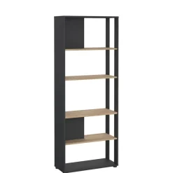 Boekenkast Bram Donkergrijs / Eiken - 80x205x35 cm