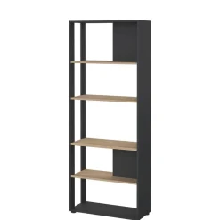 Boekenkast Bram Donkergrijs / Eiken - 80x205x35 cm