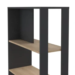 Boekenkast Bram Donkergrijs / Eiken - 80x205x35 cm