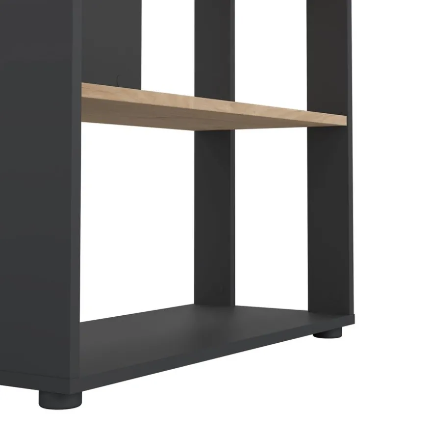 Boekenkast Bram Donkergrijs / Eiken - 80x205x35 cm