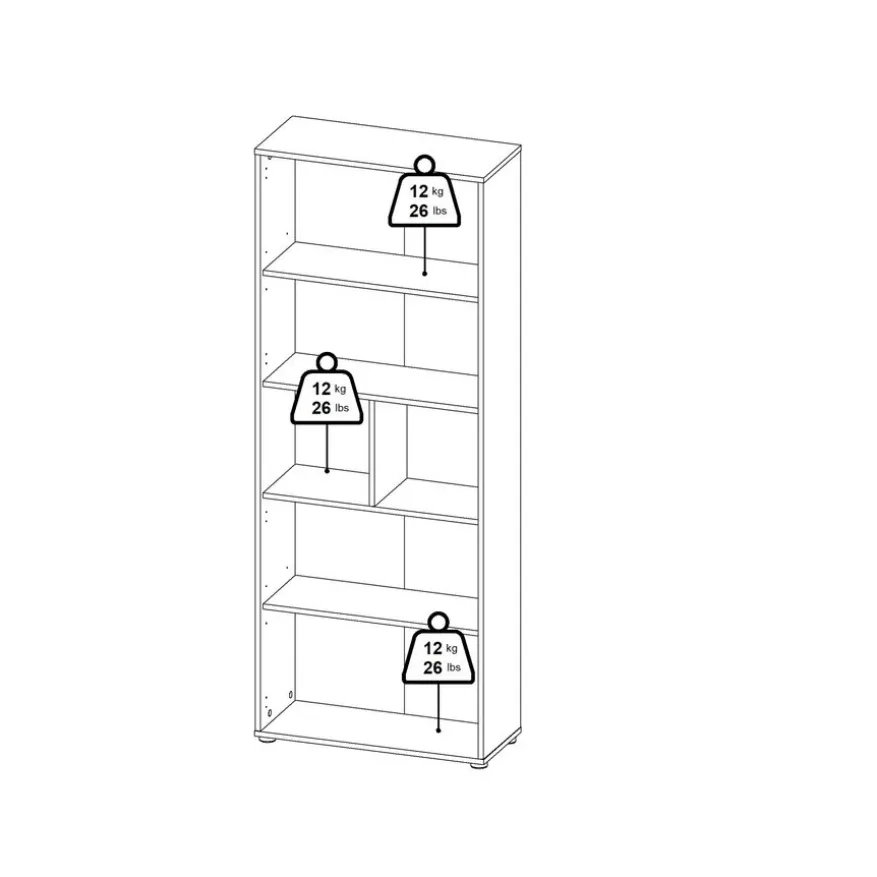 Boekenkast Bram Donkergrijs / Eiken - 80x205x35 cm
