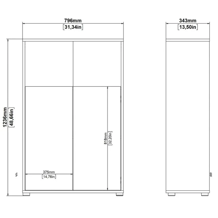 Boekenkast Bram Donkergrijs / Eiken - 80x124x35 cm