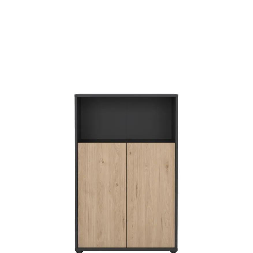 Boekenkast Bram Donkergrijs / Eiken - 80x124x35 cm