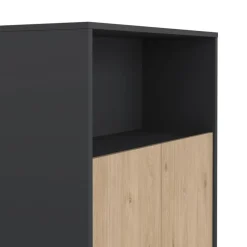 Boekenkast Bram Donkergrijs / Eiken - 80x124x35 cm