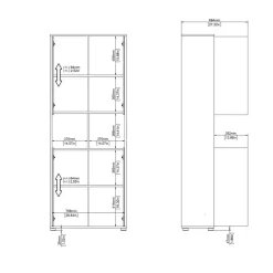 Boekenkast Bram Donkergrijs / Eiken - 80x205x35 cm