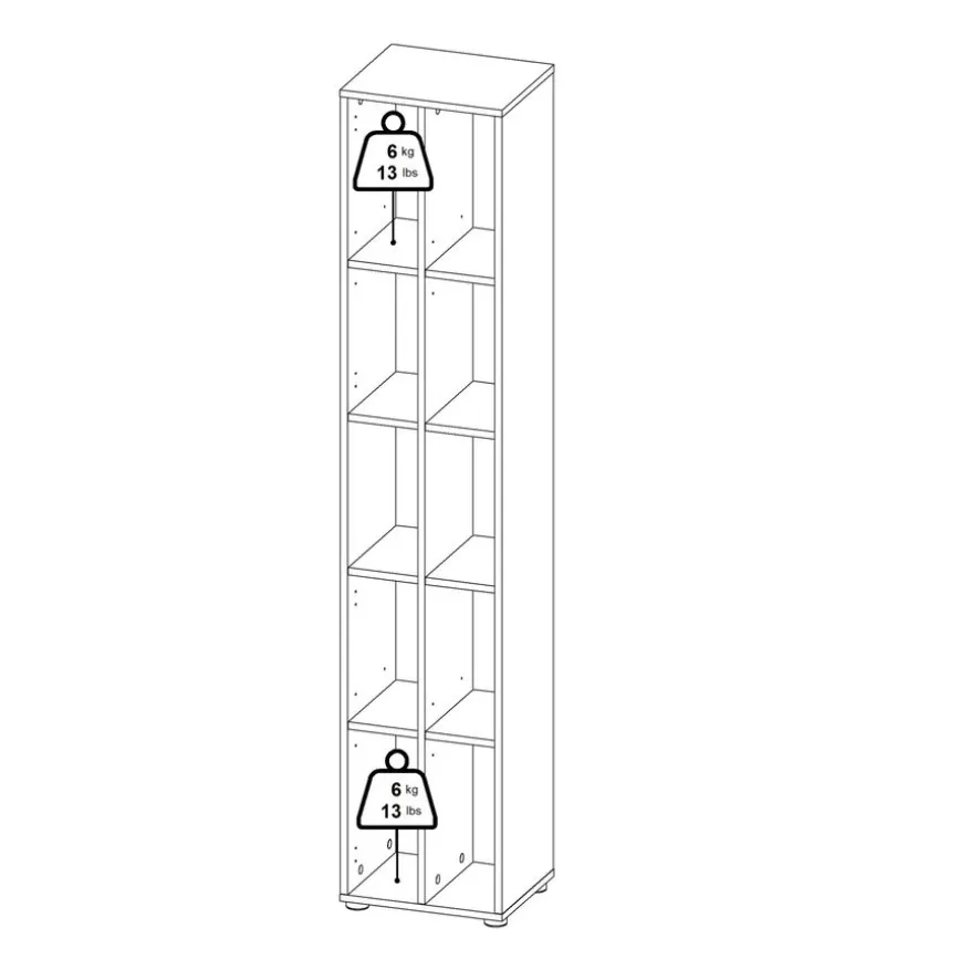 Boekenkast Bram Donkergrijs / Eiken - 41x205x35 cm