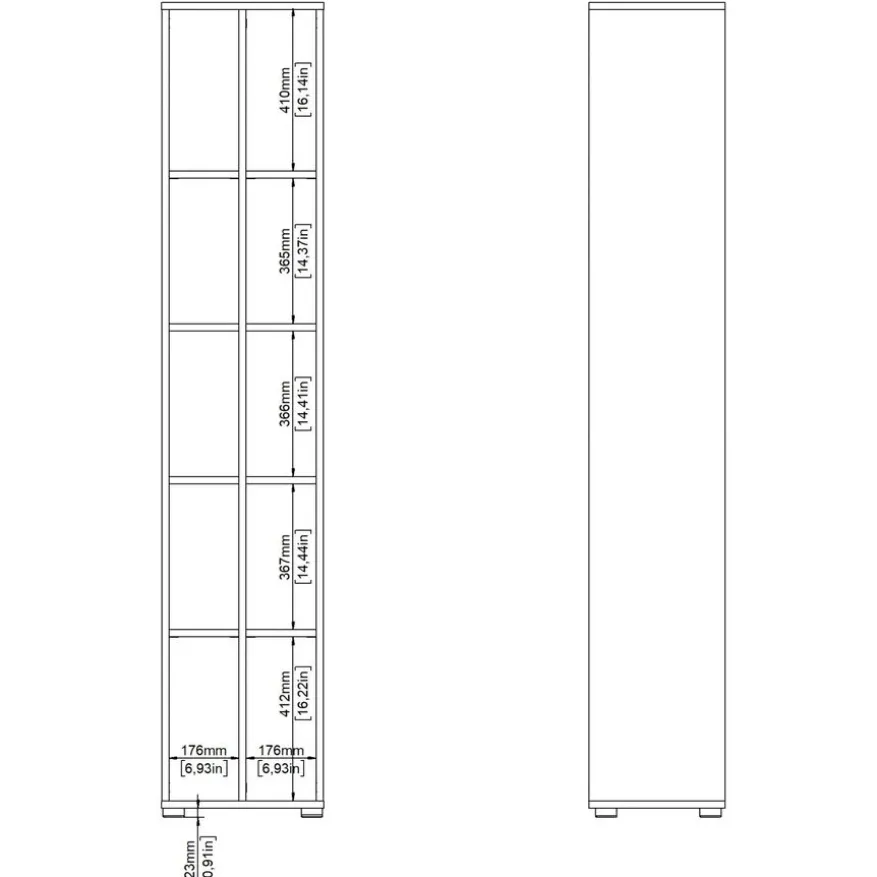 Boekenkast Bram Donkergrijs / Eiken - 41x205x35 cm