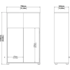 Boekenkast Bram Eiken / Wit - 80x124x35 cm
