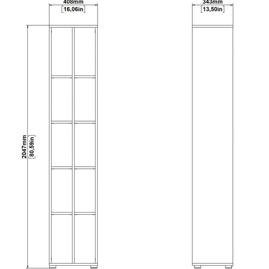 Boekenkast Bram Eiken / Wit - 41x205x35 cm