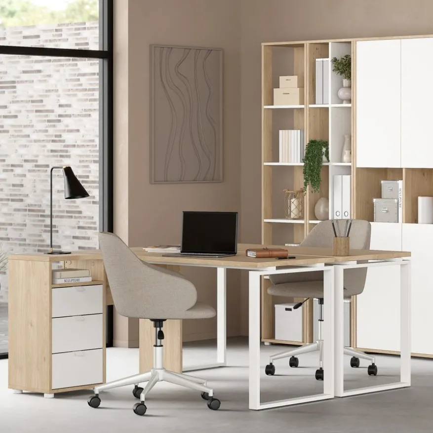 Boekenkast Bram Eiken / Wit - 41x205x35 cm