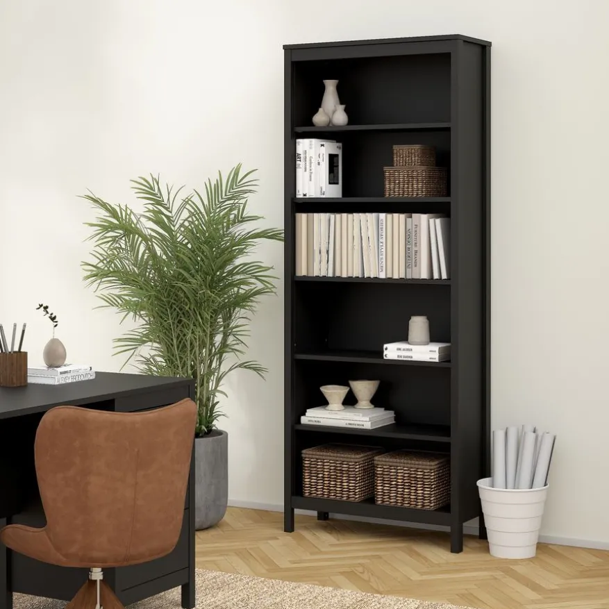 Boekenkast Dallas Zwart - 78x199x33 cm