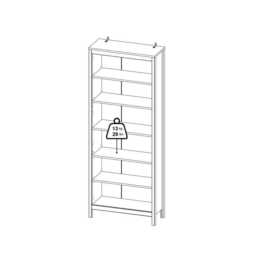 Boekenkast Dallas Zwart - 78x199x33 cm