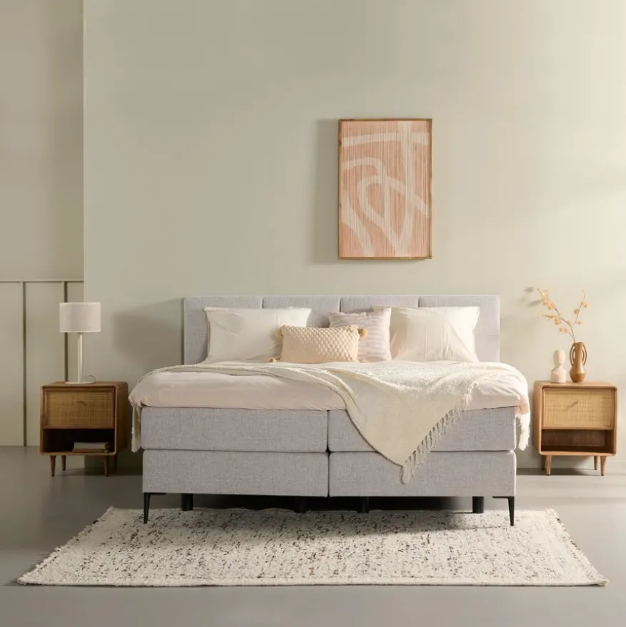 Boxspring Madrid Lichtgrijs - 180x200 cm