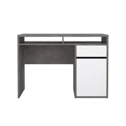 Bureau Boston Beton / Hoogglans Wit - 111x78x49 cm