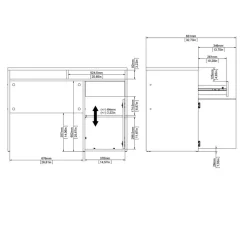Bureau Boston Beton / Hoogglans Wit - 111x78x49 cm