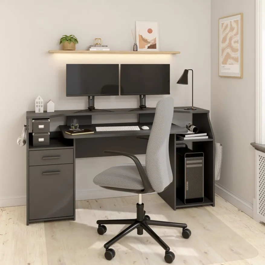 Bureau Boston Donkergrijs - 171x90x63 cm
