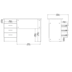 Bureau Boston Eiken / Wit - 121x73x49 cm