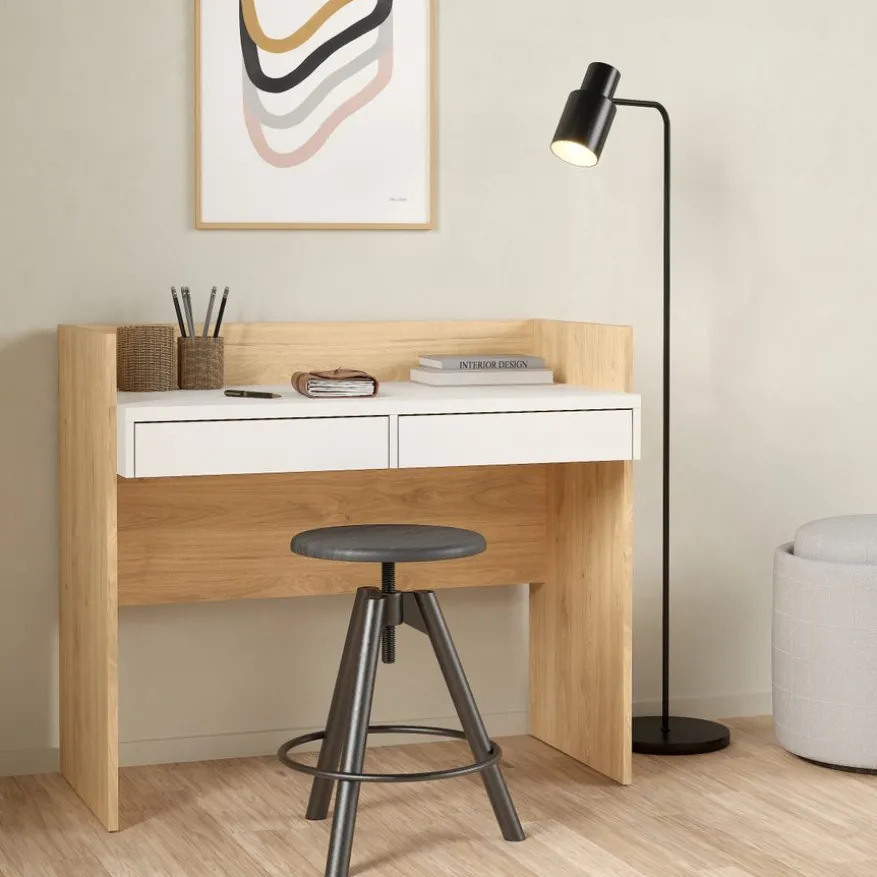 Bureau Boston Eiken / Wit - 103x89x56 cm