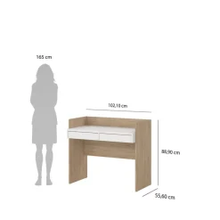 Bureau Boston Eiken / Wit - 103x89x56 cm