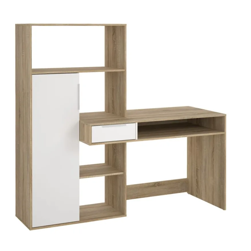 Bureau Boston Eiken / Wit - 163x156x61 cm