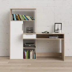 Bureau Boston Eiken / Wit - 163x156x61 cm