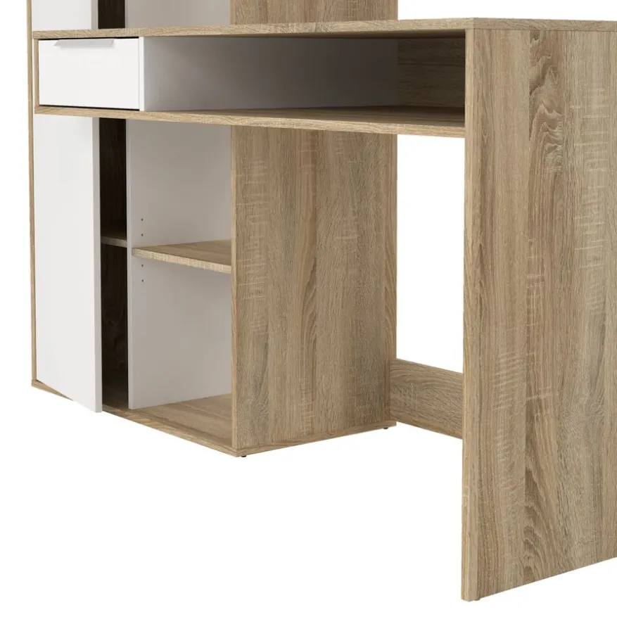 Bureau Boston Eiken / Wit - 163x156x61 cm