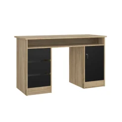Bureau Boston Eiken / Zwart - 126x76x55 cm