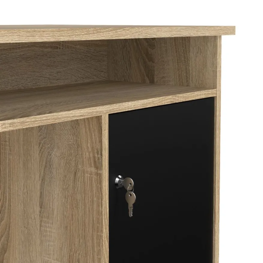 Bureau Boston Eiken / Zwart - 126x76x55 cm