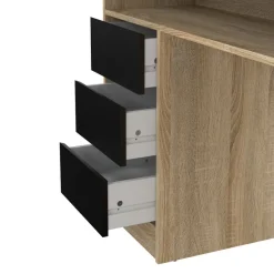 Bureau Boston Eiken / Zwart - 126x76x55 cm