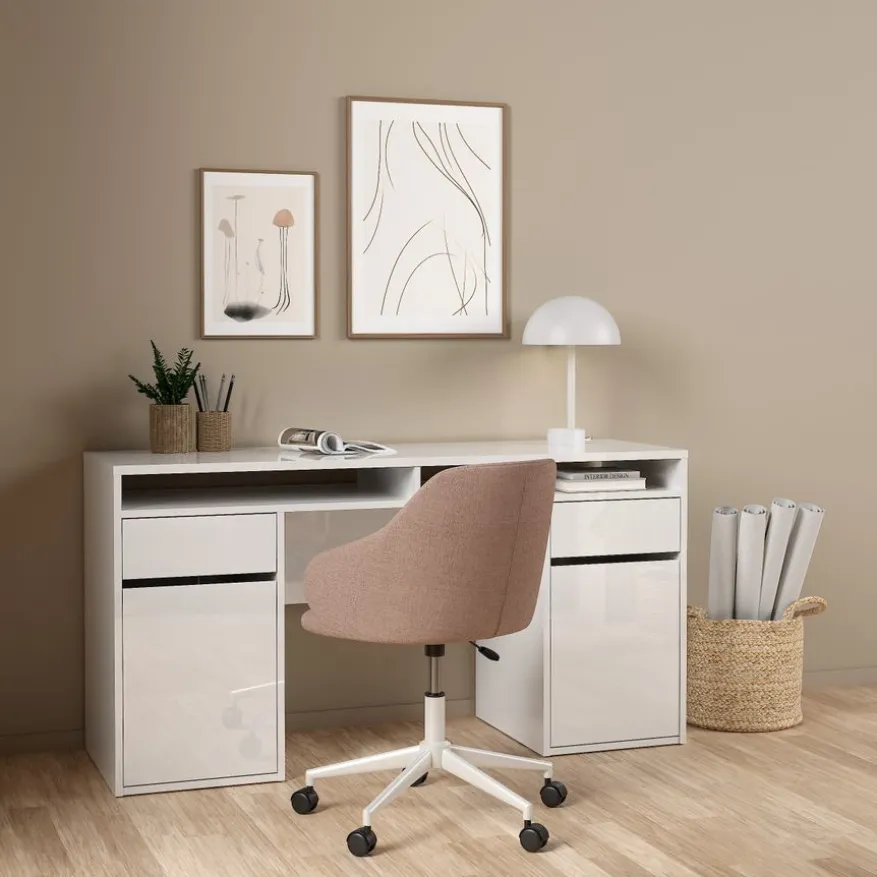 Bureau Boston Hoogglans Wit - 149x78x49 cm