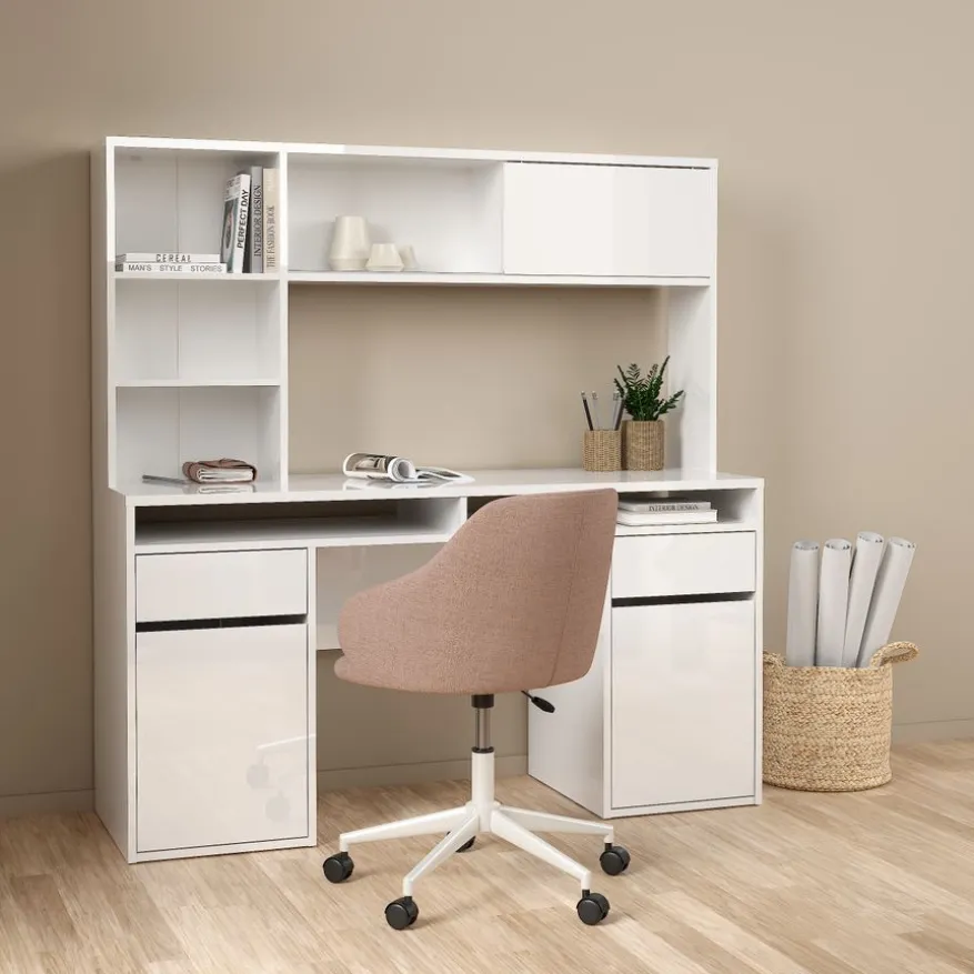 Bureau Boston Hoogglans Wit - 149x78x49 cm
