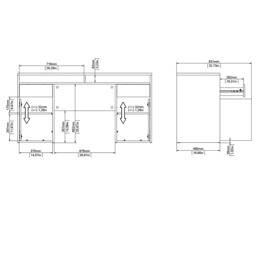 Bureau Boston Hoogglans Wit - 149x78x49 cm