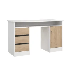 Bureau Boston Wit / Eiken - 126x76x55 cm