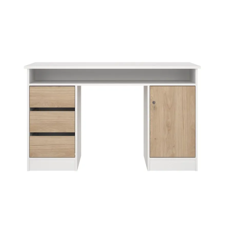 Bureau Boston Wit / Eiken - 126x76x55 cm