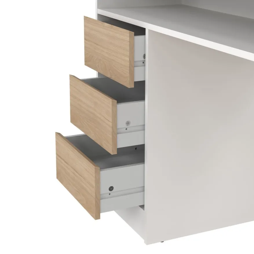 Bureau Boston Wit / Eiken - 126x76x55 cm