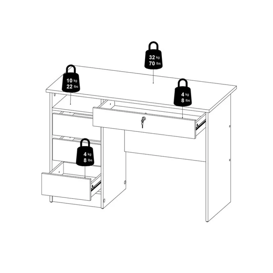 Bureau Boston Wit - 110x76x49 cm