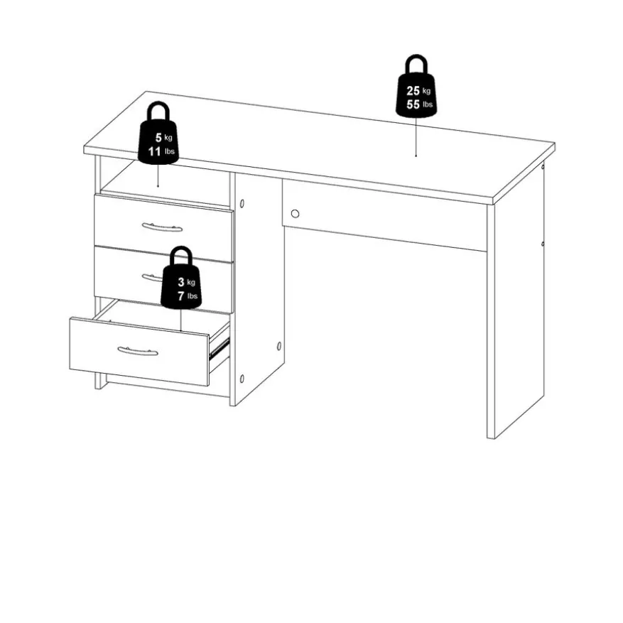 Bureau Boston Wit - 121x73x49 cm