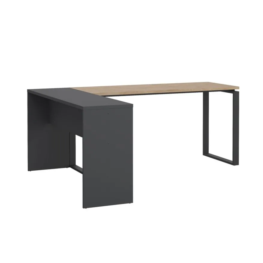 Bureau Bram Donkergrijs / Eiken - 150x76x60 / 150x76x40 cm