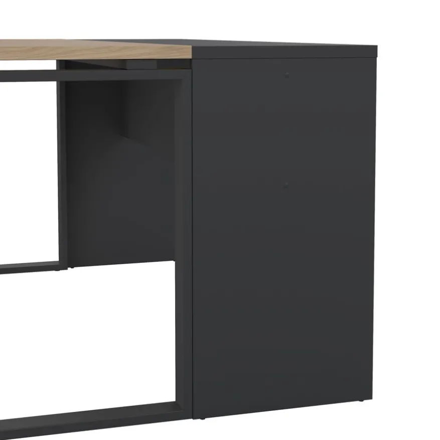 Bureau Bram Donkergrijs / Eiken - 150x76x60 / 150x76x40 cm