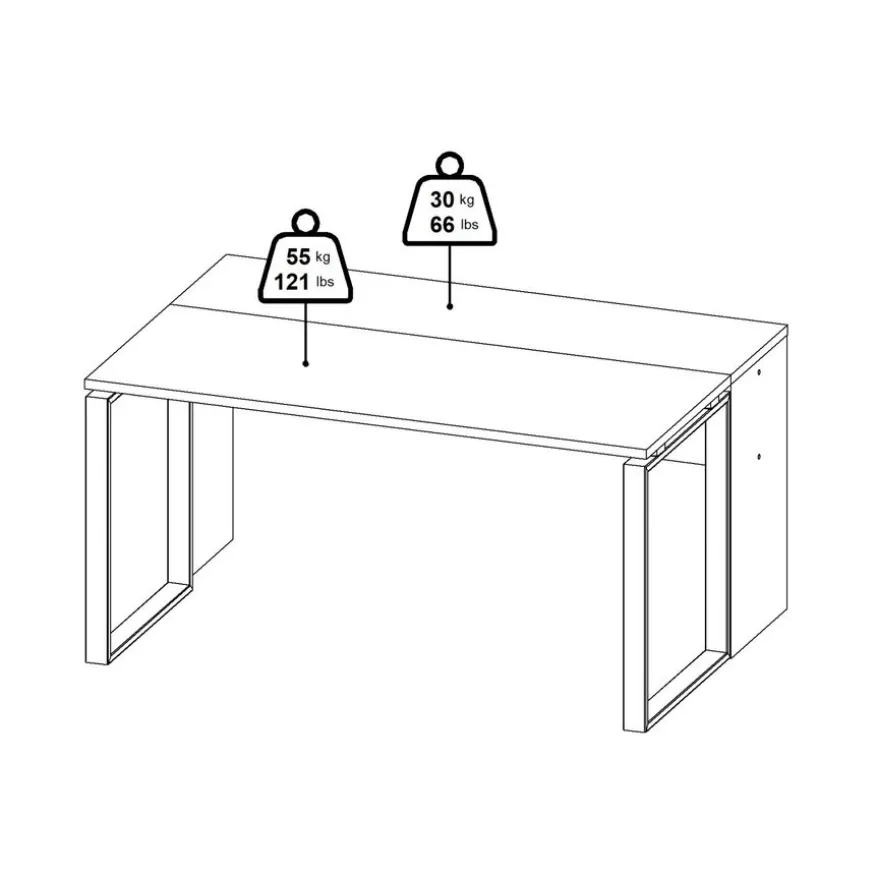 Bureau Bram Donkergrijs / Eiken - 150x76x60 / 150x76x40 cm