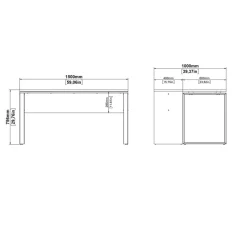 Bureau Bram Donkergrijs / Eiken - 150x76x60 / 150x76x40 cm