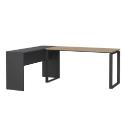 Bureau Bram Donkergrijs / Eiken - 150x76x60 / 150x76x40 cm